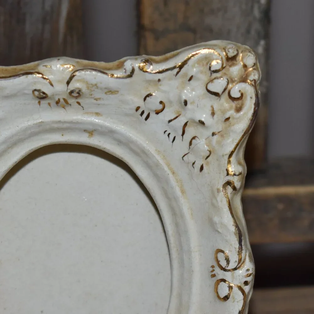 Antique Vintage Mini Ornate Porcelain Picture Frame Victorian Gothic Decor